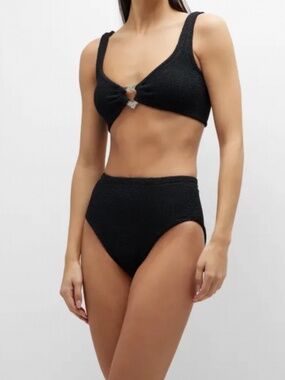 Hunza G Jessica High Waist Bikini Black/Silver